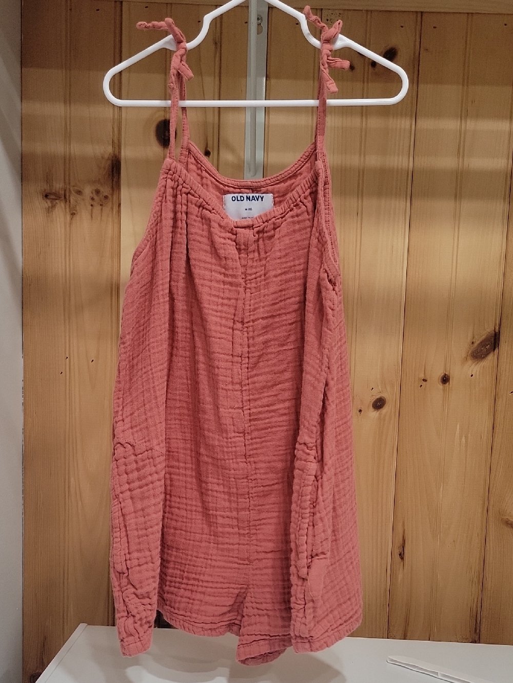 Old Navy Dusty Rose Gauze Tie-Shoulder Romper